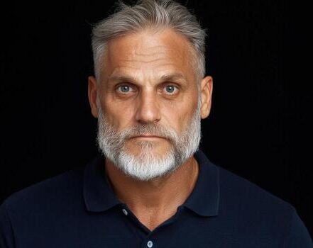 a portrait of a mature man with gray hair and beard photo